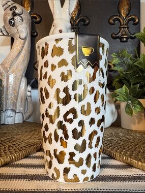 🆕Home Essentials & Beyond Metallic Leopard Print 12 Oz Tumbler